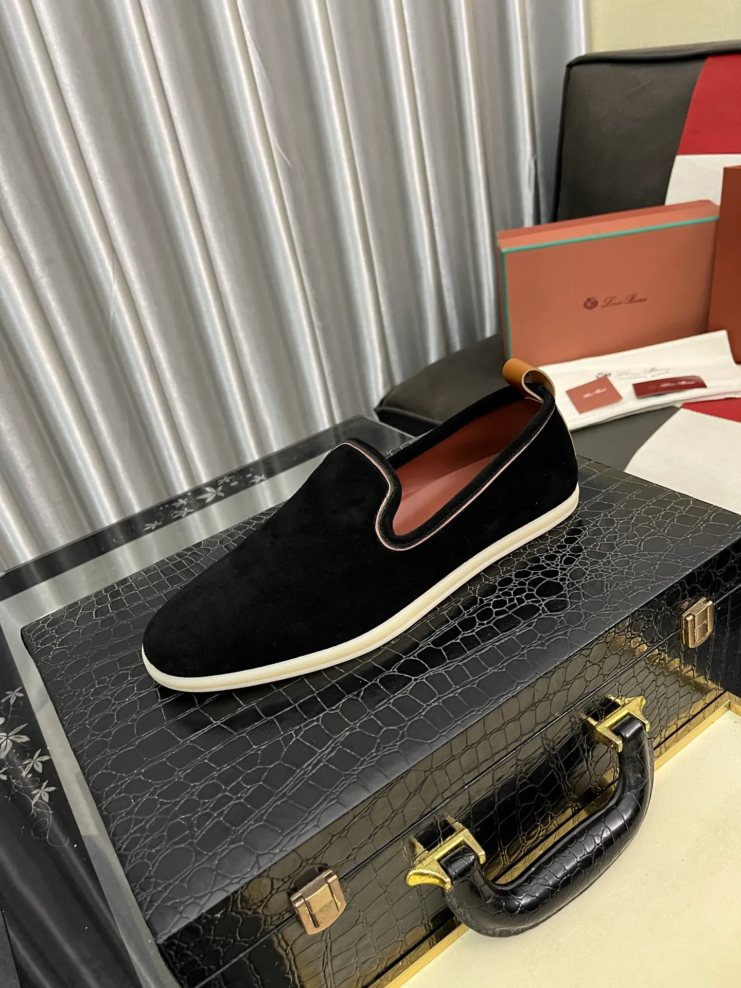 Men's men's shoes 💰420⌚️⌚️Loro*Piana pure original 2023 soft and comfortable LP deerskin flat casual star same style slip-on Loft men's shoes size 38-44
